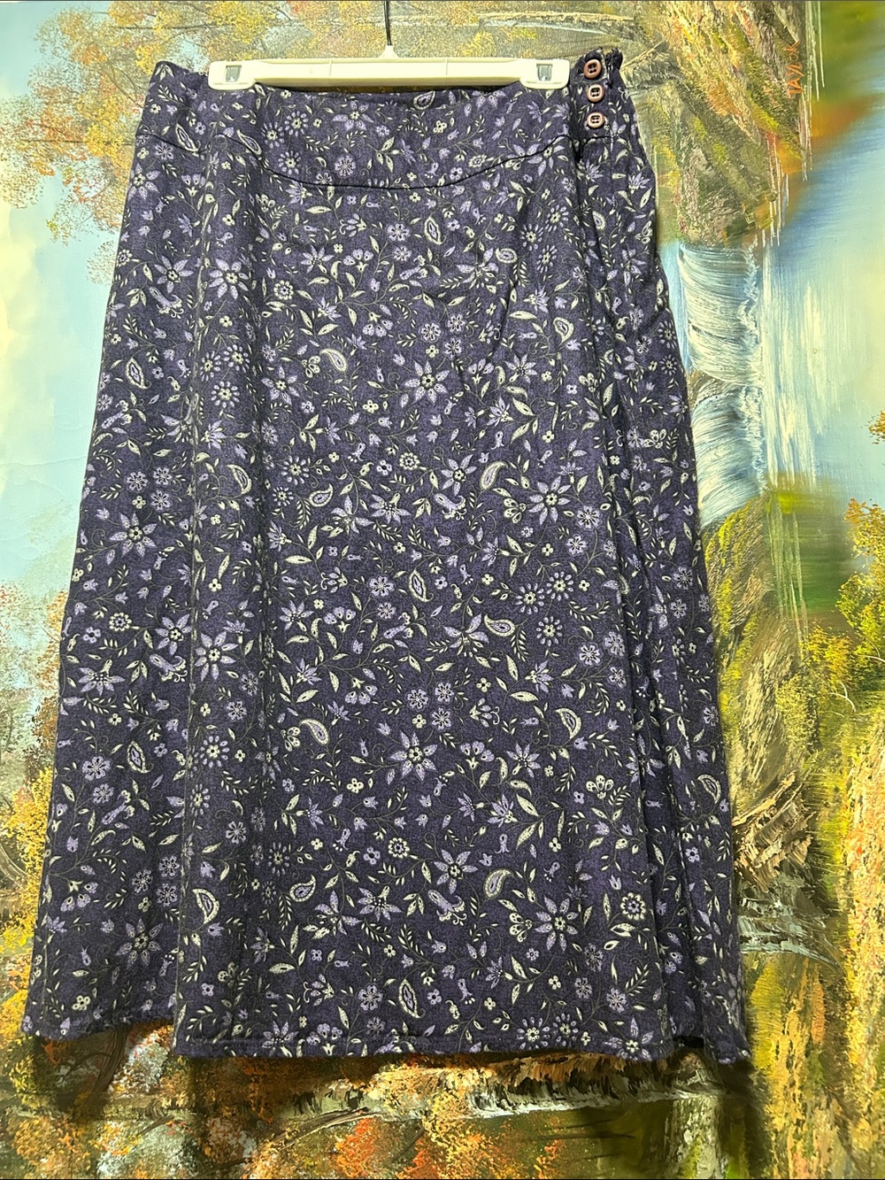 TALBOTS Women's Purple Floral A-Line Skirt